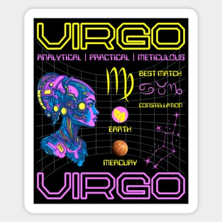 Virgo Futuristic Zodiac Cyberpunk Design Sticker